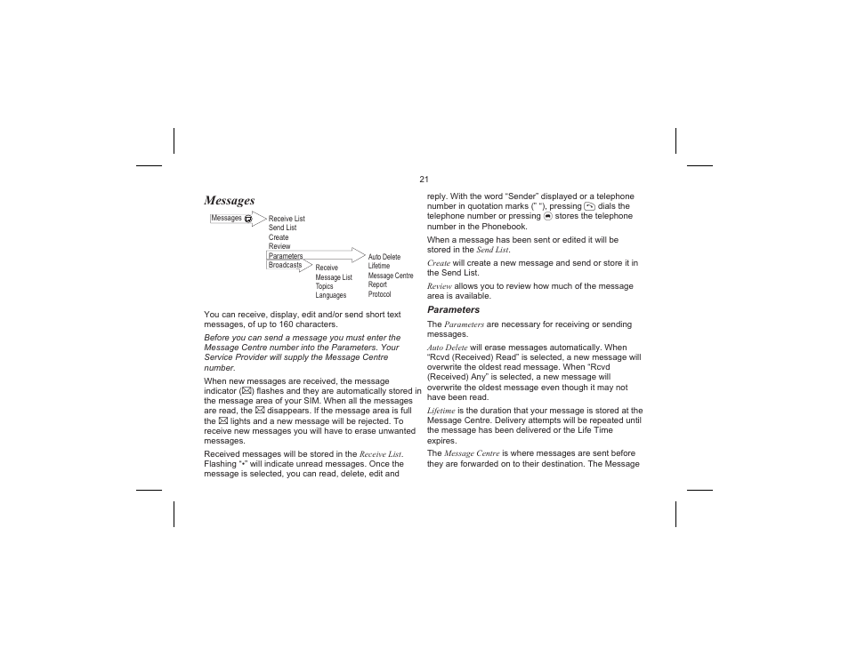 Messages | Panasonic EB-G520  EN User Manual | Page 24 / 40