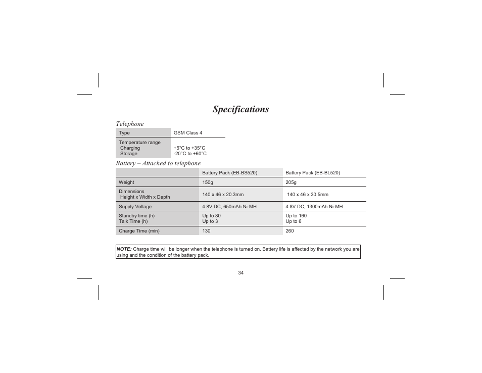 Specifications | Panasonic EB-G520  EN User Manual | Page 37 / 40
