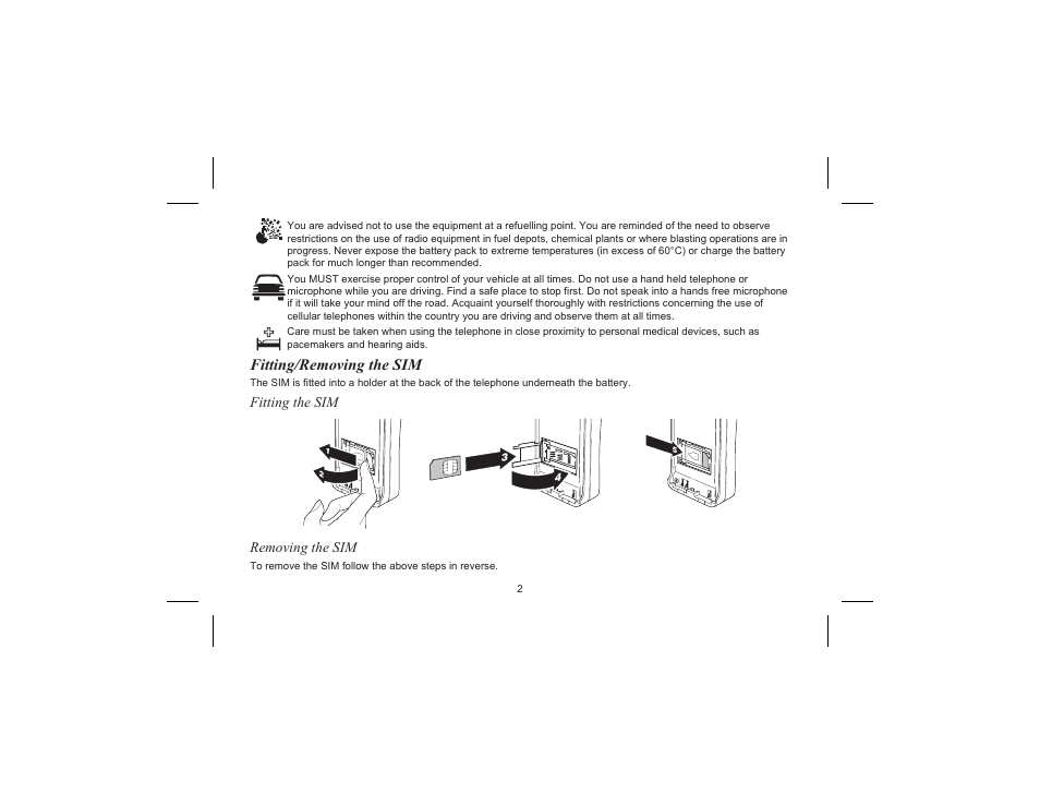 Fitting/removing the sim, Fitting the sim removing the sim | Panasonic EB-G520  EN User Manual | Page 5 / 40