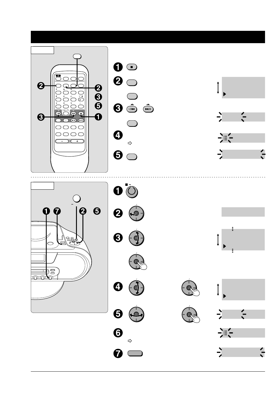 P22 （つづき）グループ名を変更する, Disc track group gp 1? title utoc writing, Enter demo rqt6010 cancel beep | Enter, Enter chara | Panasonic RX-MDX55 User Manual | Page 22 / 56