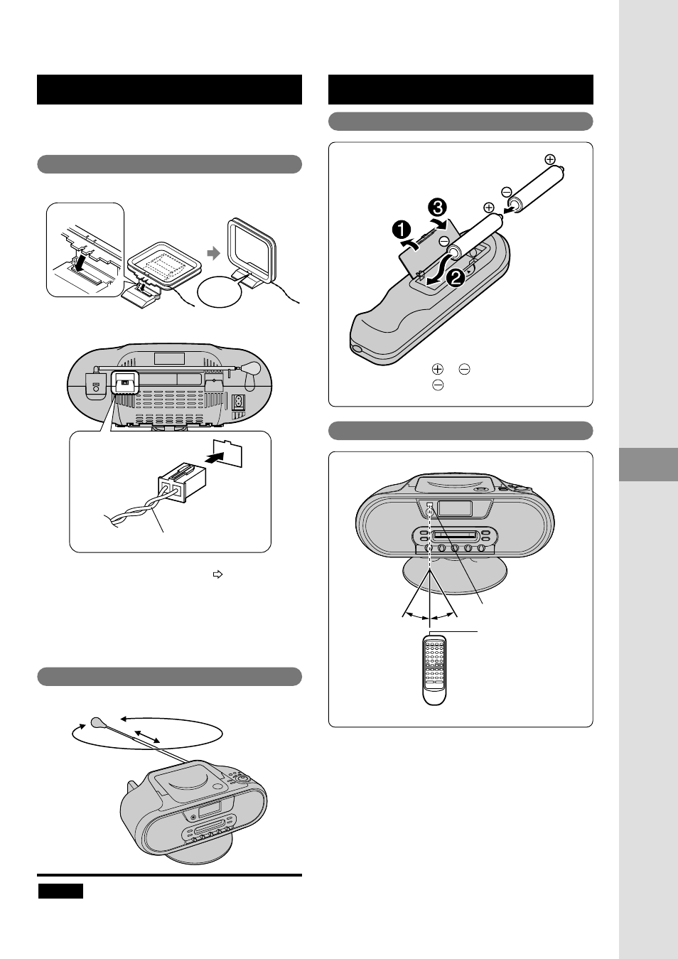 P7 （つづき）アンテナの接続と調整 リモコンの準備 | Panasonic RX-MDX55 User Manual | Page 7 / 56