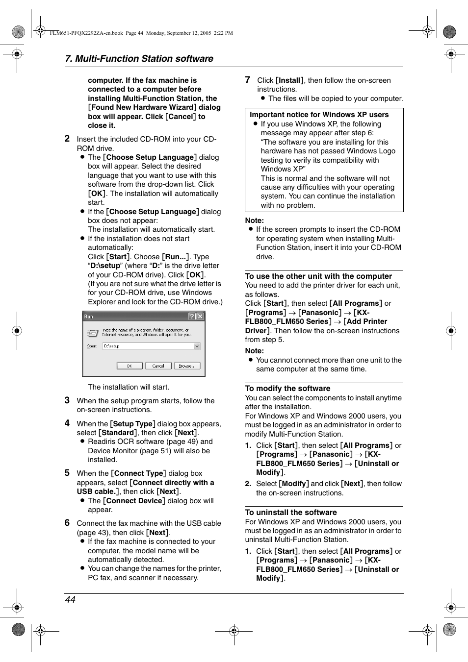 Multi-function station software 44 | Panasonic KX-FLM651 User Manual | Page 46 / 90