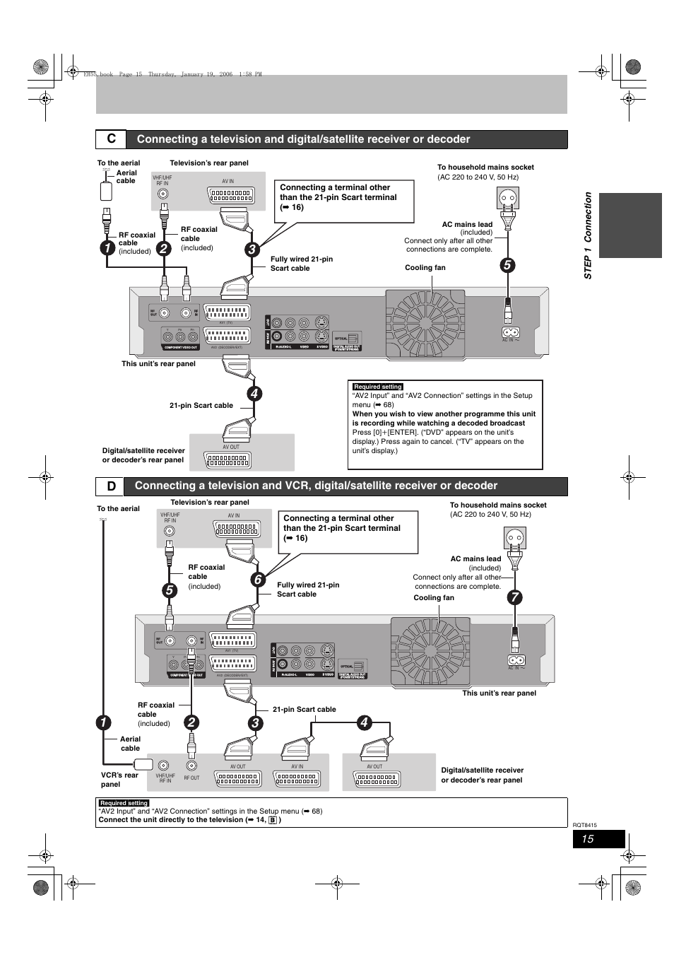 Ste p 1 c onne c tion | Panasonic DMR-EH55 User Manual | Page 15 / 84