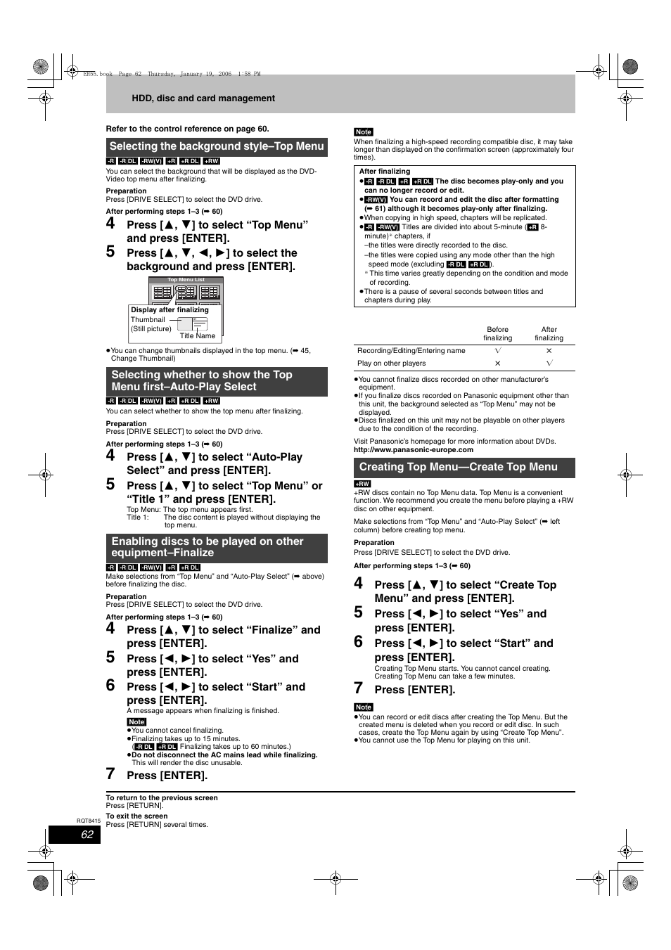 Panasonic DMR-EH55 User Manual | Page 62 / 84