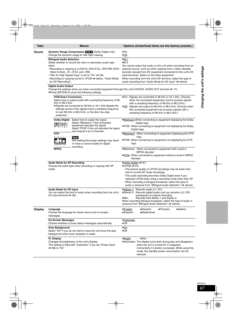 Panasonic DMR-EH55 User Manual | Page 67 / 84