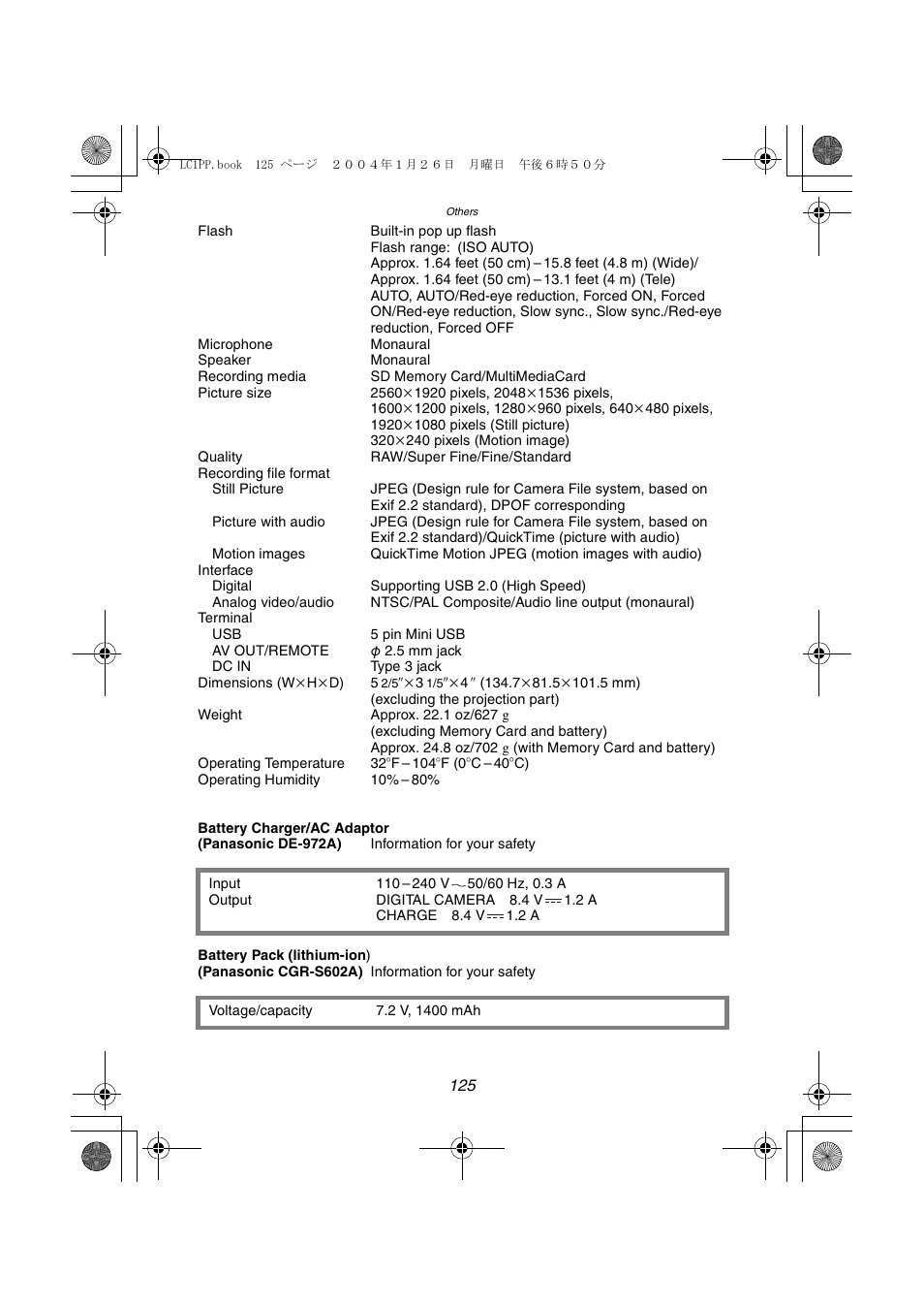 Panasonic DMC-LC1PP User Manual | Page 125 / 140