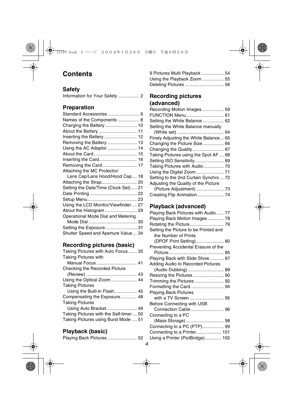 Panasonic DMC-LC1PP User Manual | Page 4 / 140