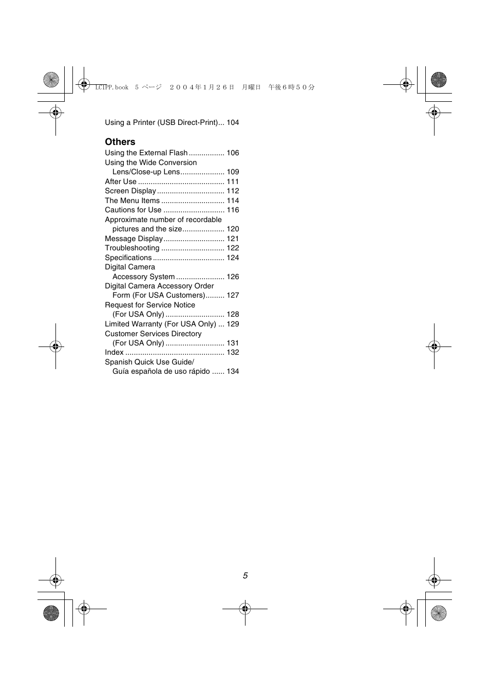 Others | Panasonic DMC-LC1PP User Manual | Page 5 / 140