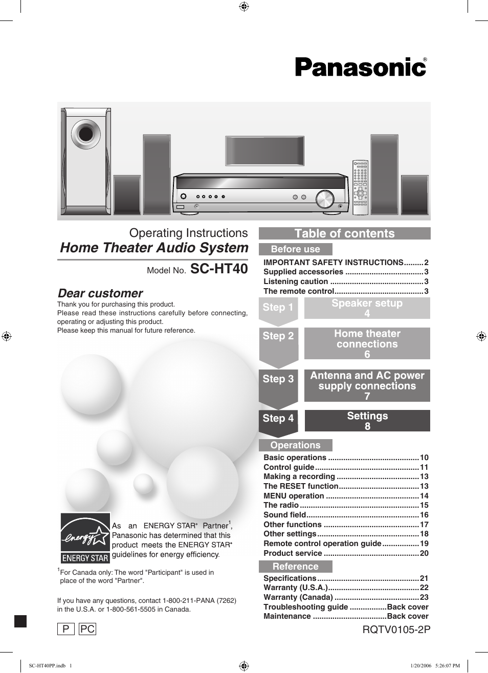 Panasonic SC-HT40 User Manual | 24 pages