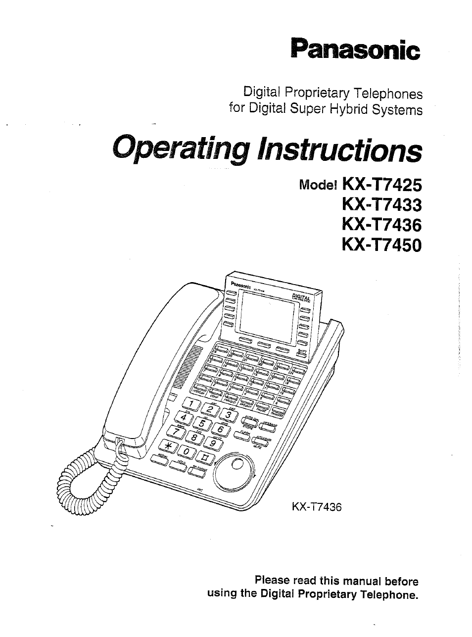 Panasonic KX-T7450 User Manual | 31 pages