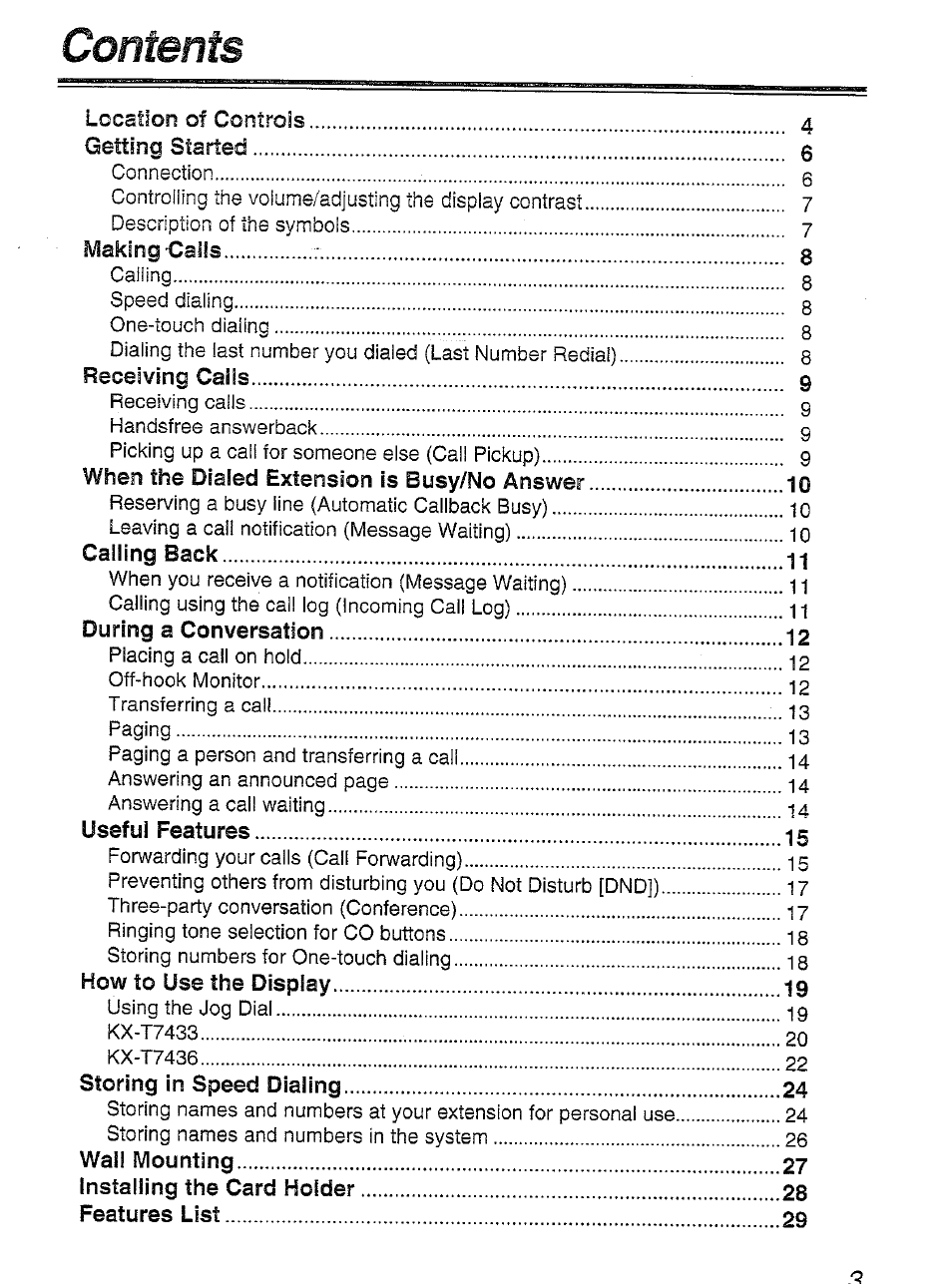 Panasonic KX-T7450 User Manual | Page 3 / 31