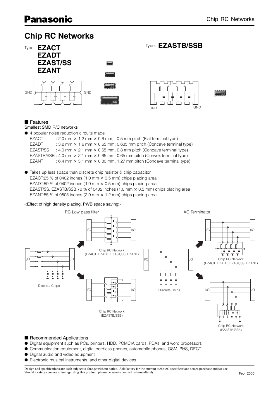 Panasonic Chip RC Networks EZADT User Manual | 9 pages