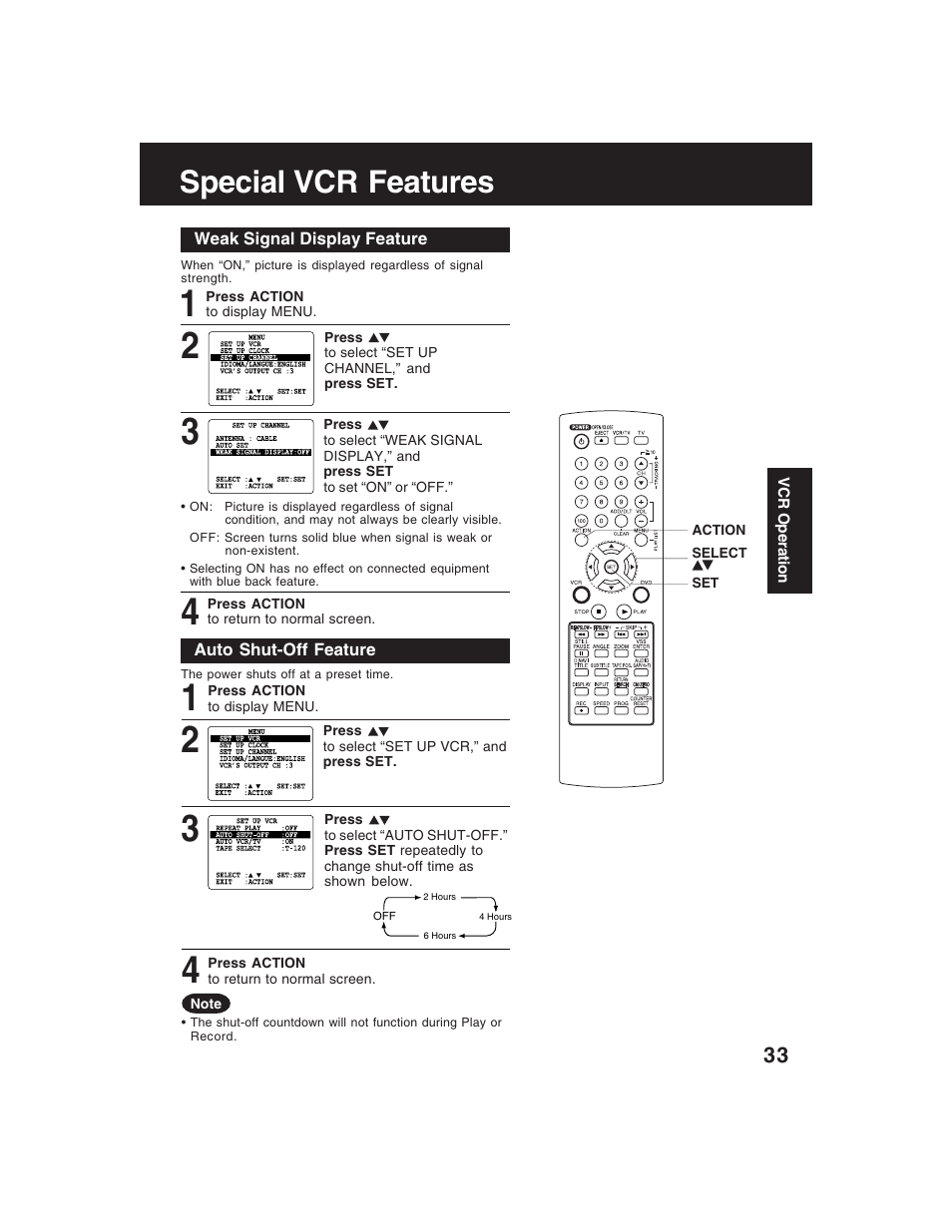 Special vcr features | Panasonic PV-D4735S User Manual | Page 33 / 72