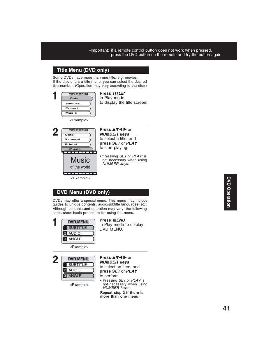 Music | Panasonic PV-D4735S User Manual | Page 41 / 72