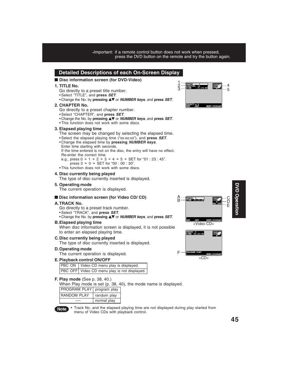 Detailed descriptions of each on-screen display | Panasonic PV-D4735S User Manual | Page 45 / 72