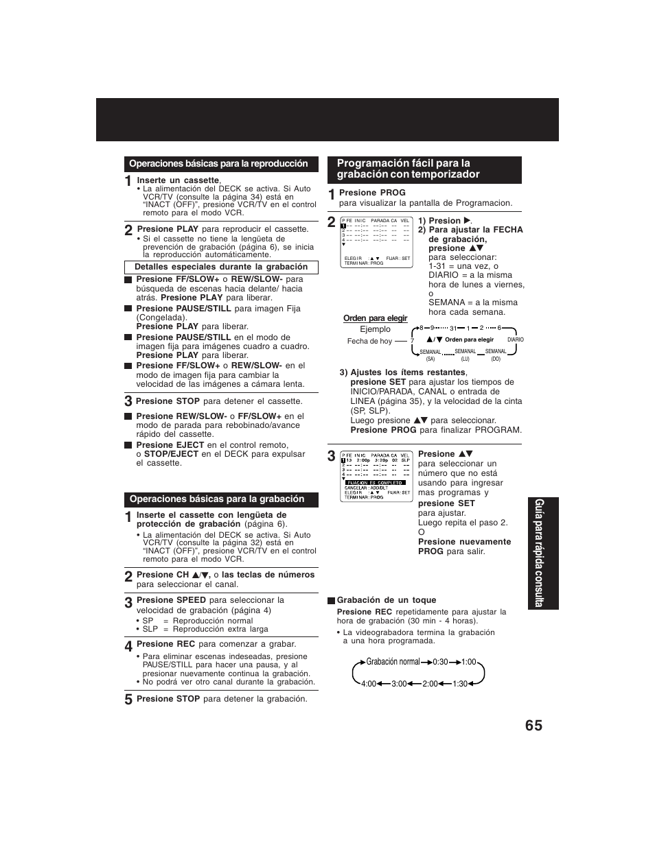 Guía para rápida consulta | Panasonic PV-D4735S User Manual | Page 65 / 72