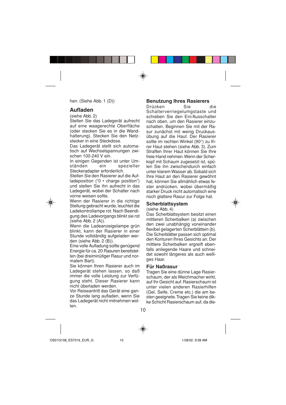 Aufladen | Panasonic ES7016 User Manual | Page 10 / 80