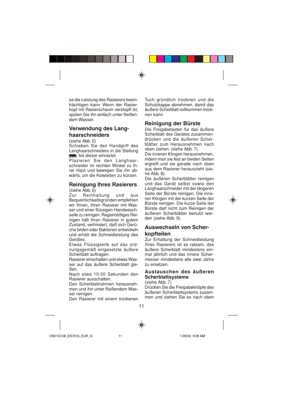 Panasonic ES7016 User Manual | Page 11 / 80