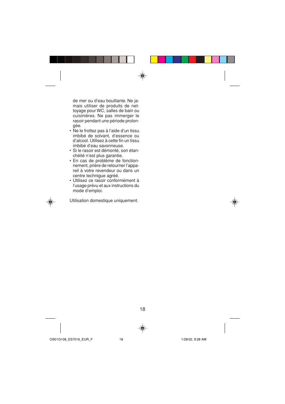 Panasonic ES7016 User Manual | Page 18 / 80