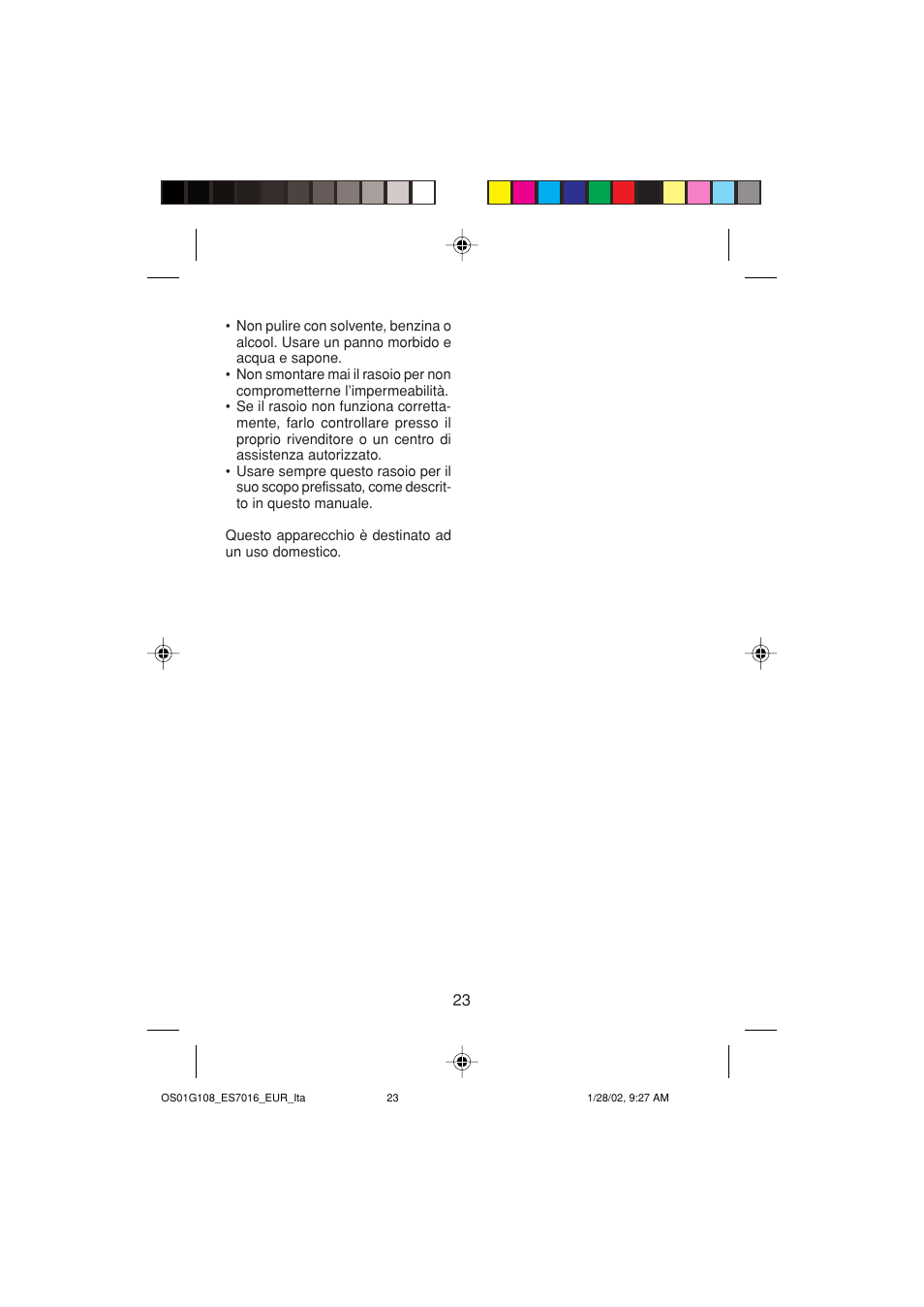 Panasonic ES7016 User Manual | Page 23 / 80