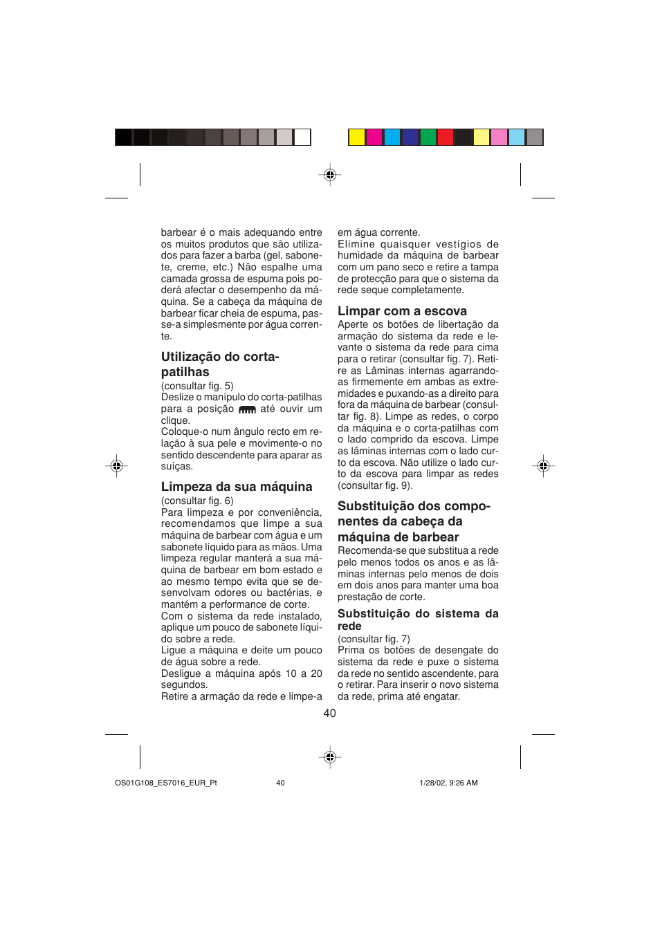 Panasonic ES7016 User Manual | Page 40 / 80
