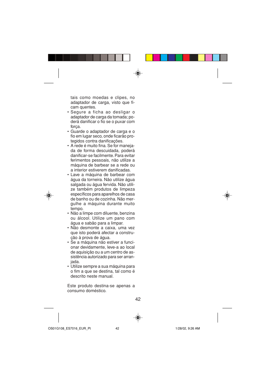 Panasonic ES7016 User Manual | Page 42 / 80