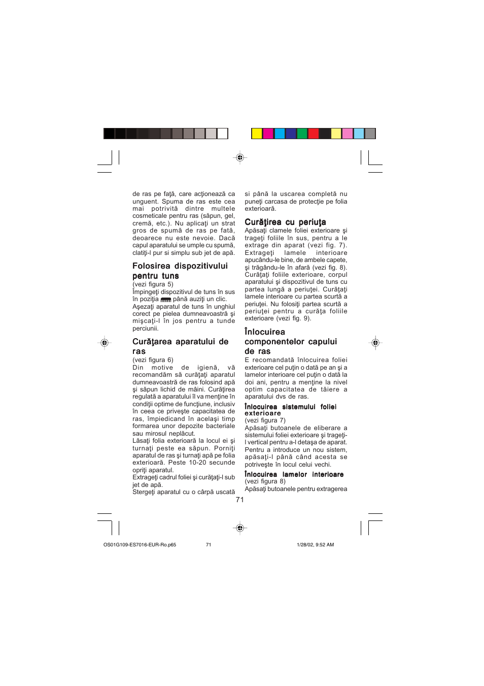 Panasonic ES7016 User Manual | Page 71 / 80
