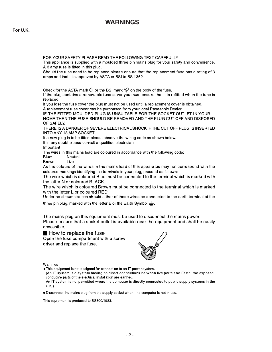 How to replace the fuse | Panasonic CF-72 User Manual | Page 2 / 69