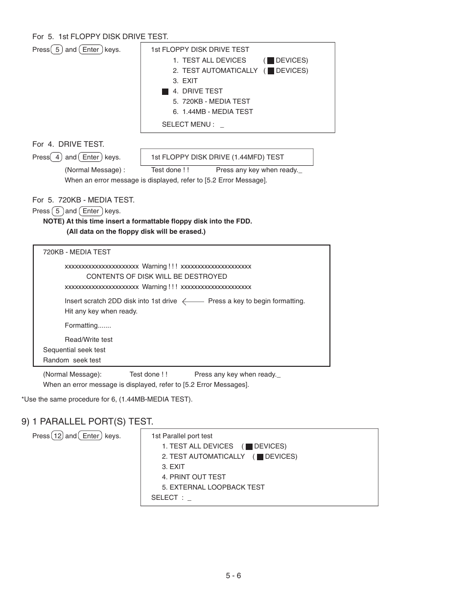 9) 1 parallel port(s) test | Panasonic CF-72 User Manual | Page 31 / 69