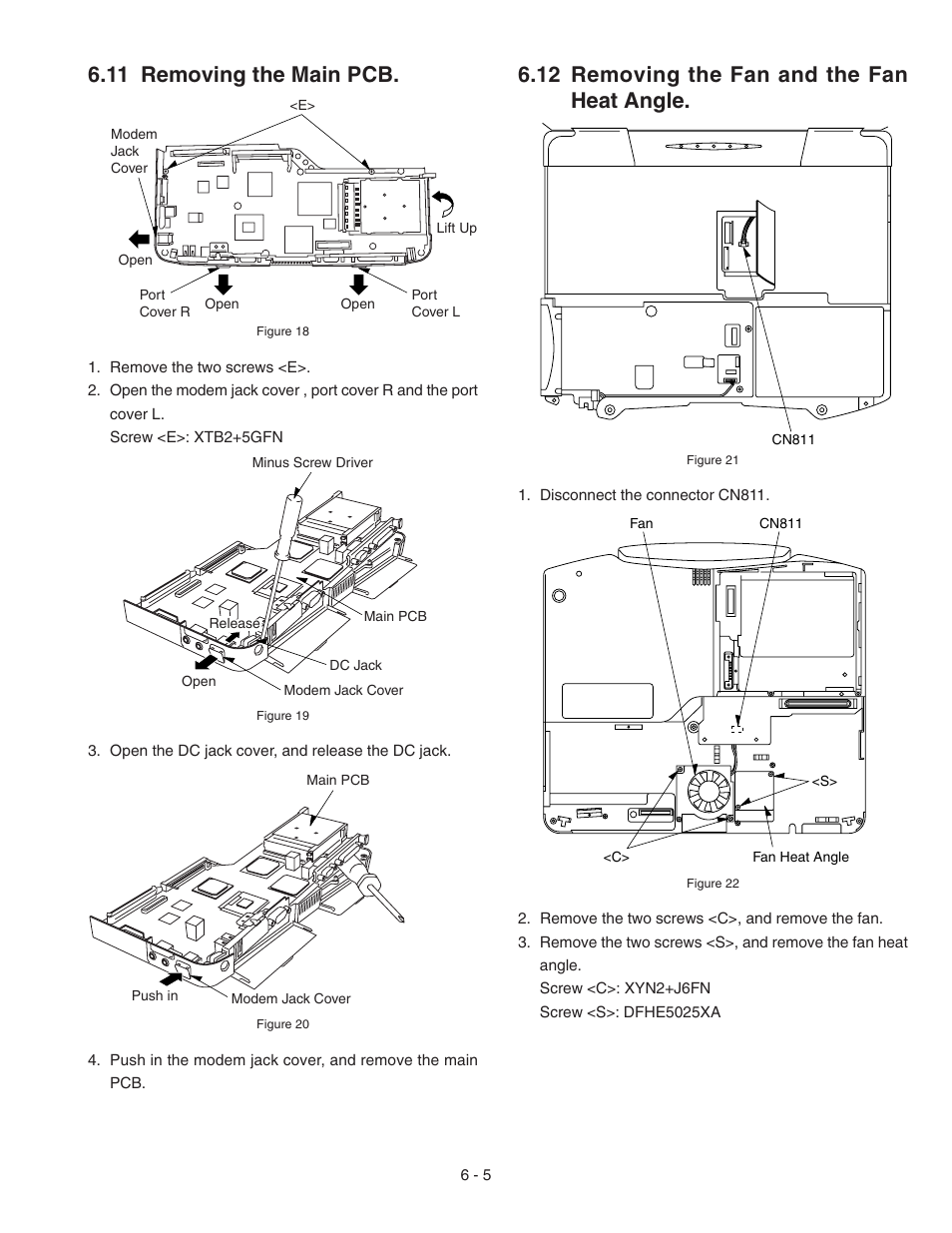 Removing the main pcb, Removing the fan and the fan heat angle, 12 removing the fan and the fan heat angle | 11 removing the main pcb | Panasonic CF-72 User Manual | Page 45 / 69