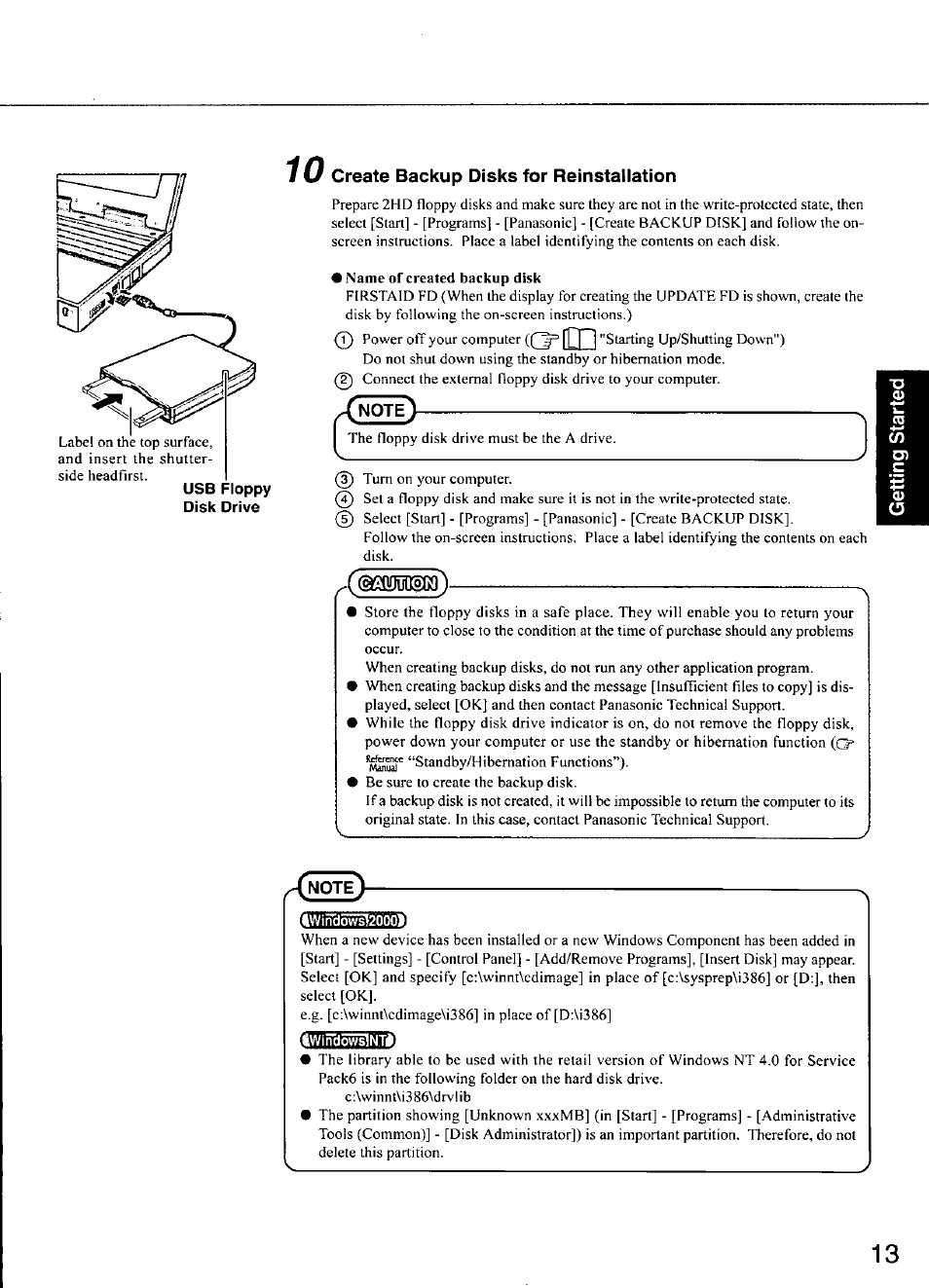 Create backup disks for reinstallation | Panasonic CF-M34 series User Manual | Page 13 / 32