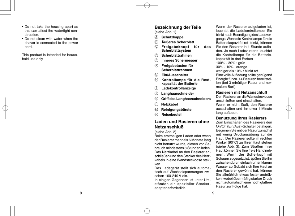 Panasonic ES8017 User Manual | Page 6 / 35