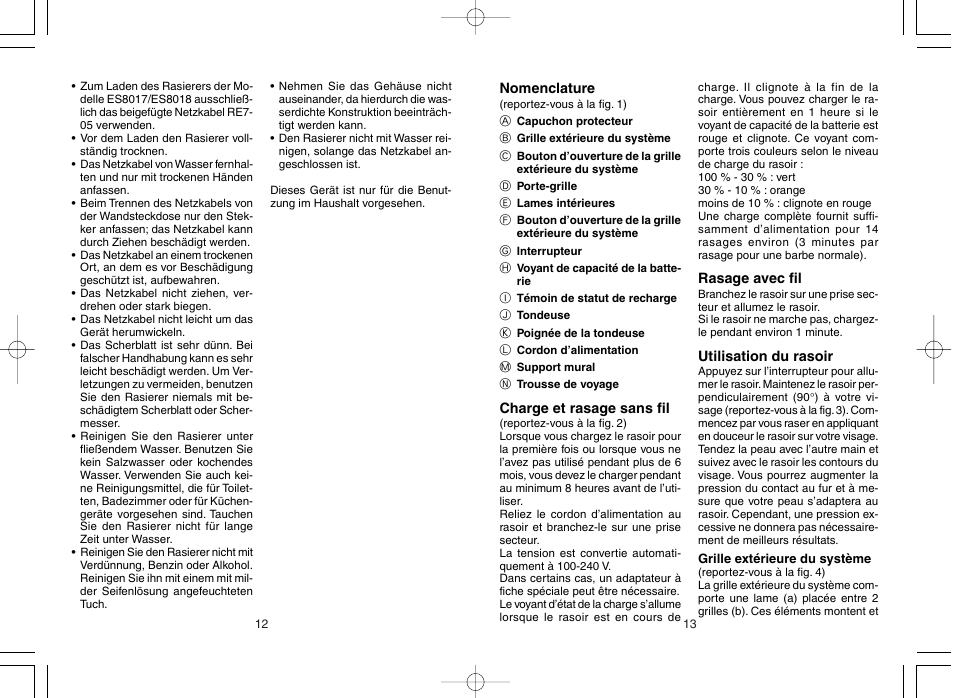 Panasonic ES8017 User Manual | Page 8 / 35