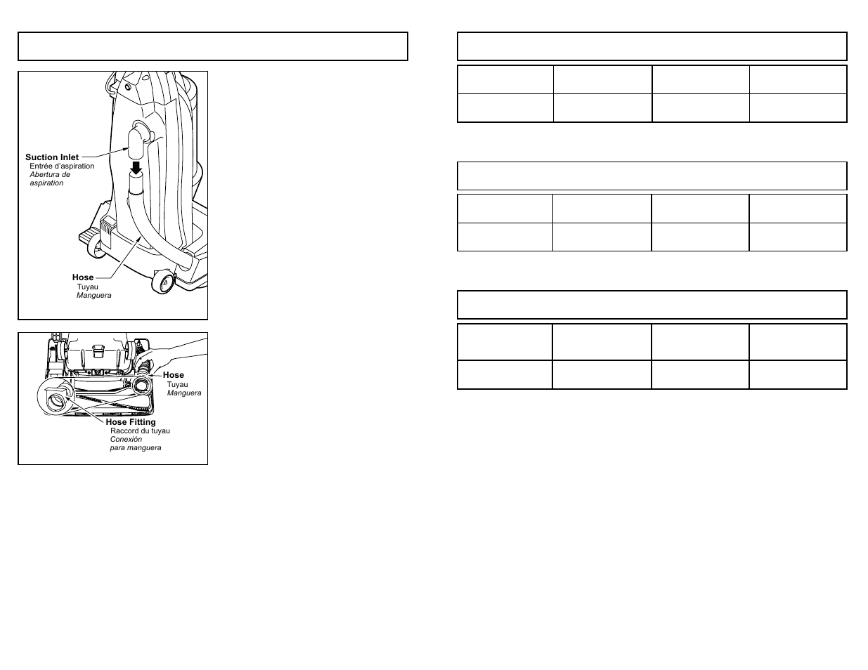 Feature chart, Tableau des caracteristiques, Diagrama de caracteristicas | Removing clogs | Panasonic MC-V413 User Manual | Page 13 / 48