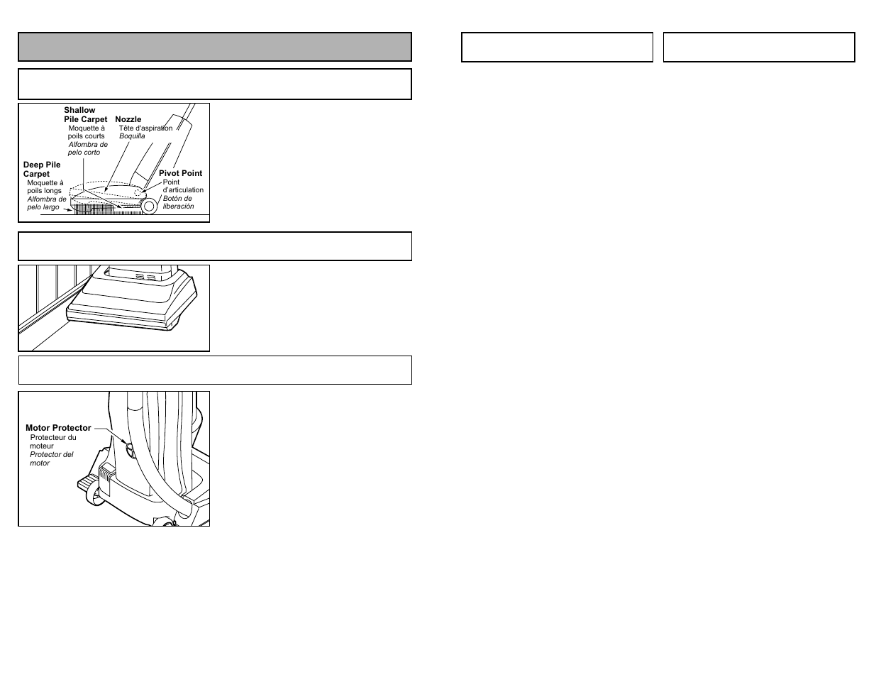 Features, Automatic self adjusting nozzle, Edge cleaning | Motor protector | Panasonic MC-V413 User Manual | Page 16 / 48