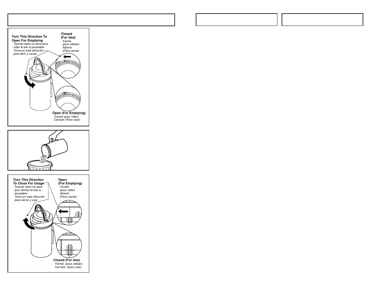 Remplacement du filtre d evacuation hepa, Cambo del filtro de escape hepa, Dust bin cleaning | Panasonic MC-V413 User Manual | Page 23 / 48