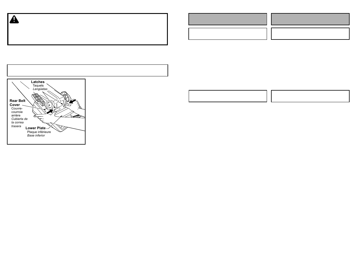 Removing and installing lower plate, Warning, Para operar la aspiradora fonctionnement | Panasonic MC-V413 User Manual | Page 30 / 48