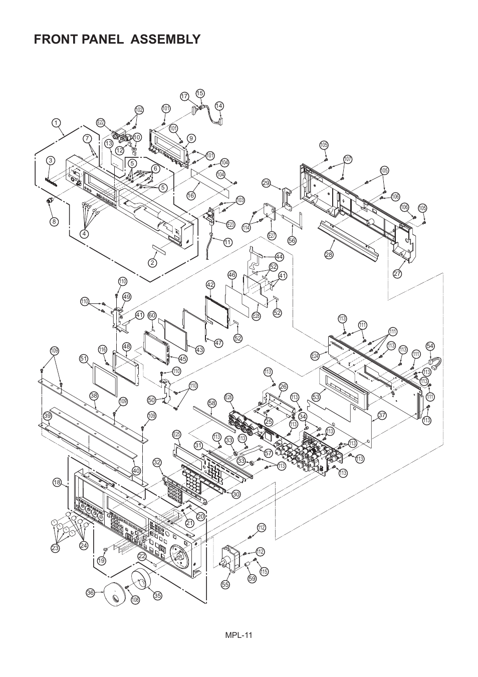 Front panel assembly, Mpl-11 | Panasonic AJ-HD1800MC User Manual | Page 12 / 19