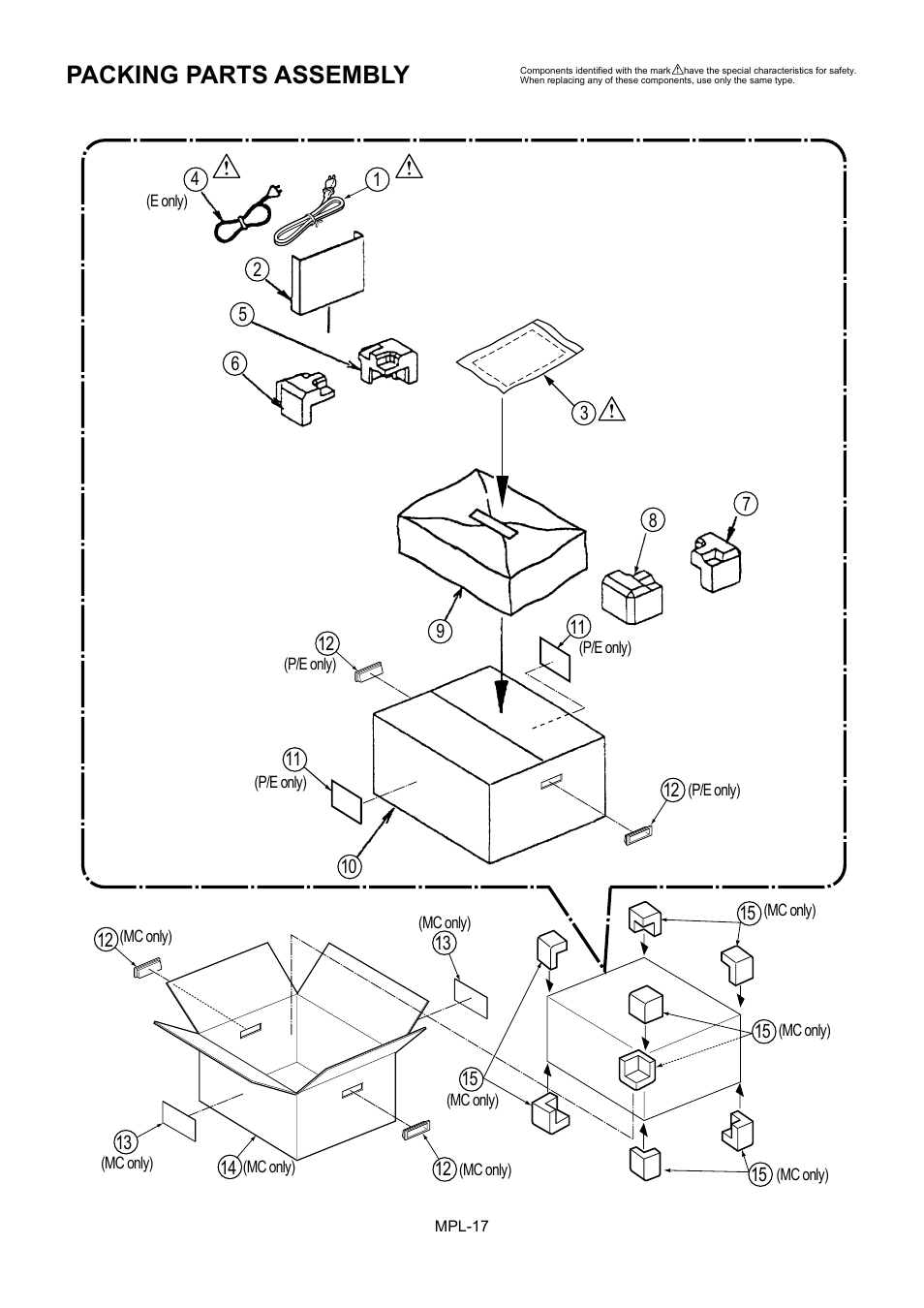 Packing parts assembly | Panasonic AJ-HD1800MC User Manual | Page 18 / 19