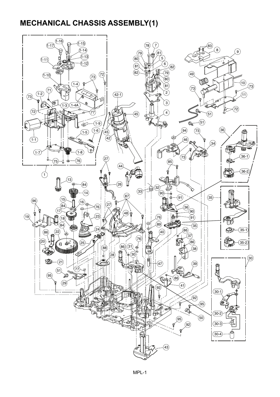 Mechanical chassis assembly(1), Mpl-1 | Panasonic AJ-HD1800MC User Manual | Page 2 / 19