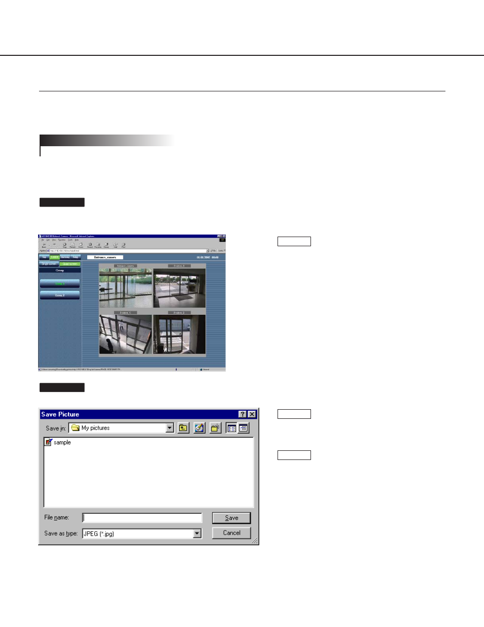 Saving the currently monitored picture on the pc | Panasonic WV-NM100 User Manual | Page 41 / 74