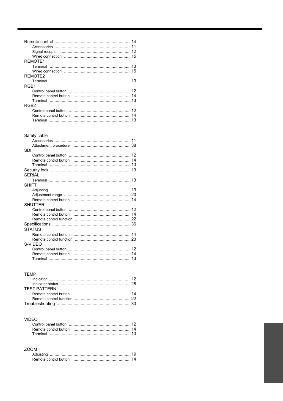 Nglish - 41, Index, Appendix | Panasonic PT-D5000E User Manual | Page 41 / 42