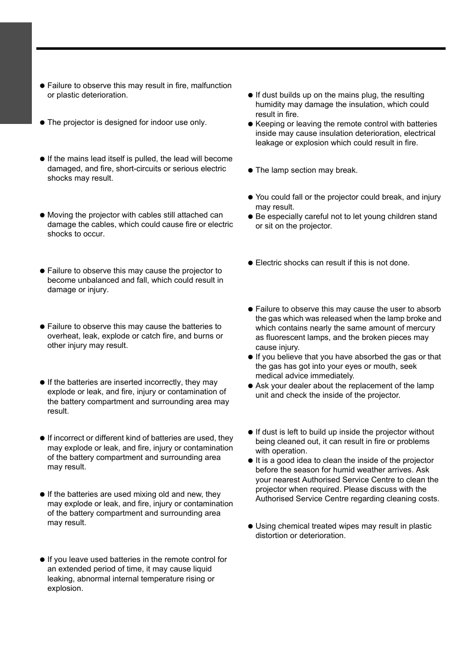 Nglish - 8, Precautions with regard to safety, Important information | Panasonic PT-D5000E User Manual | Page 8 / 42