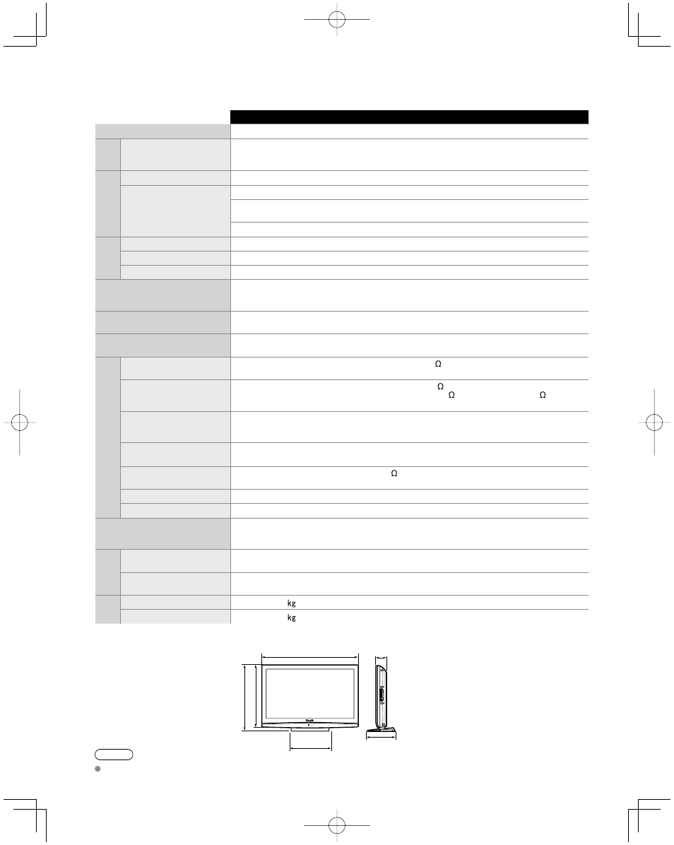 Specifications | Panasonic TC-42U12 User Manual | Page 52 / 58