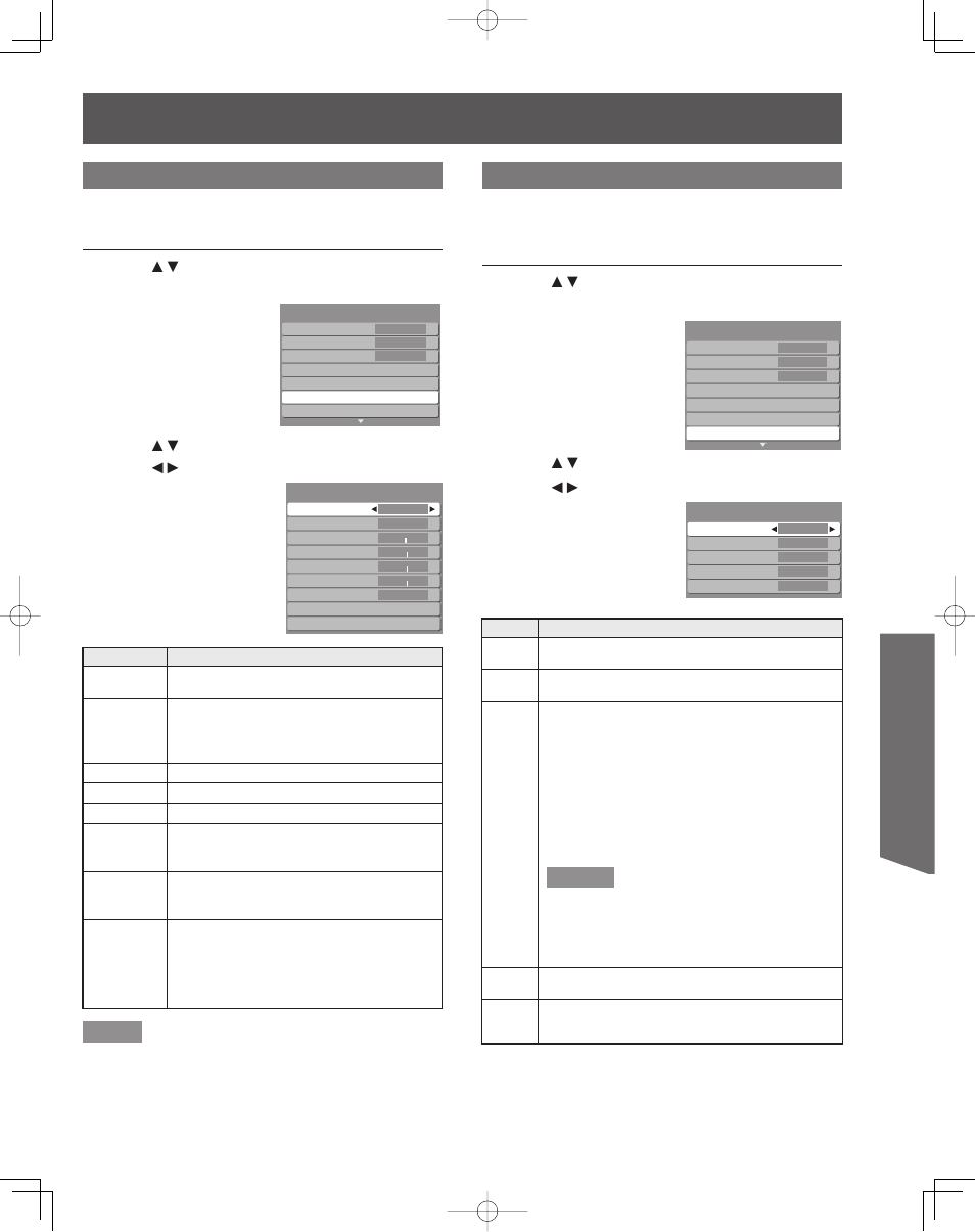 Advanced op er a tion, Pc adjust, Other adjust | Panasonic LIFI PT-61LCX7 User Manual | Page 37 / 64