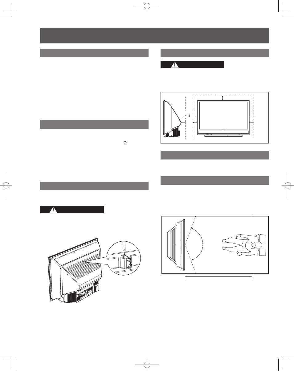 Before using, Warning, Caution | Receiver location, Optional external equipment, Safety precaution, Installation dimensions diagram, Accessories, Viewing position | Panasonic LIFI PT-61LCX7 User Manual | Page 6 / 64