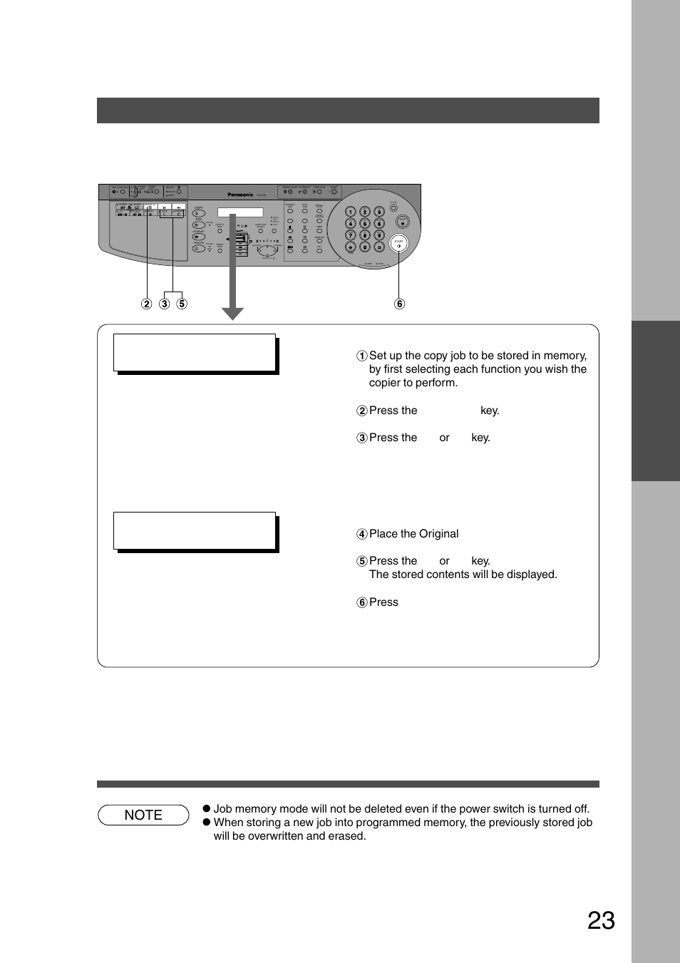 Job memory, P.23, Making copies | Panasonic DP-200 User Manual | Page 23 / 63