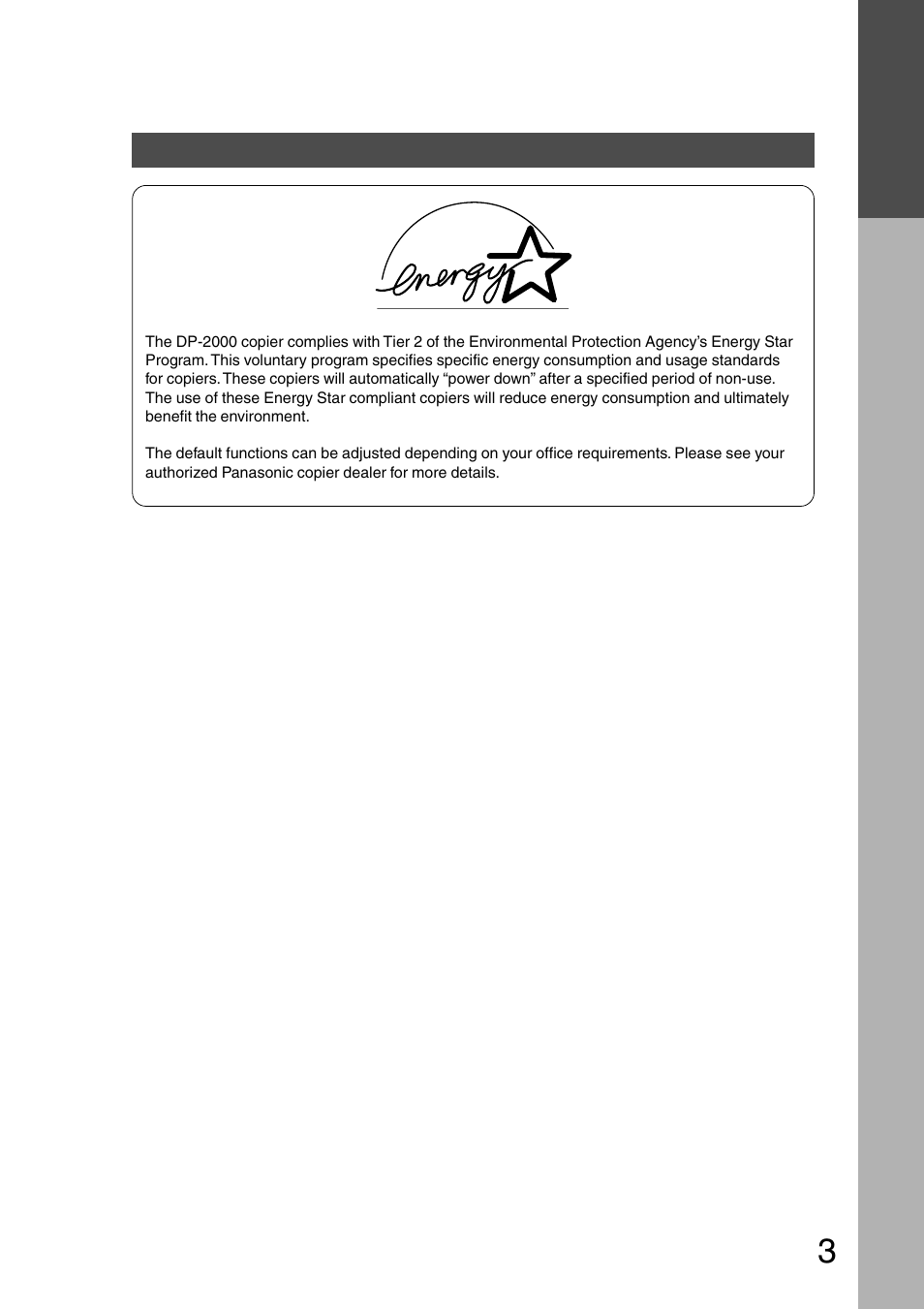 Energy star | Panasonic DP-200 User Manual | Page 3 / 63