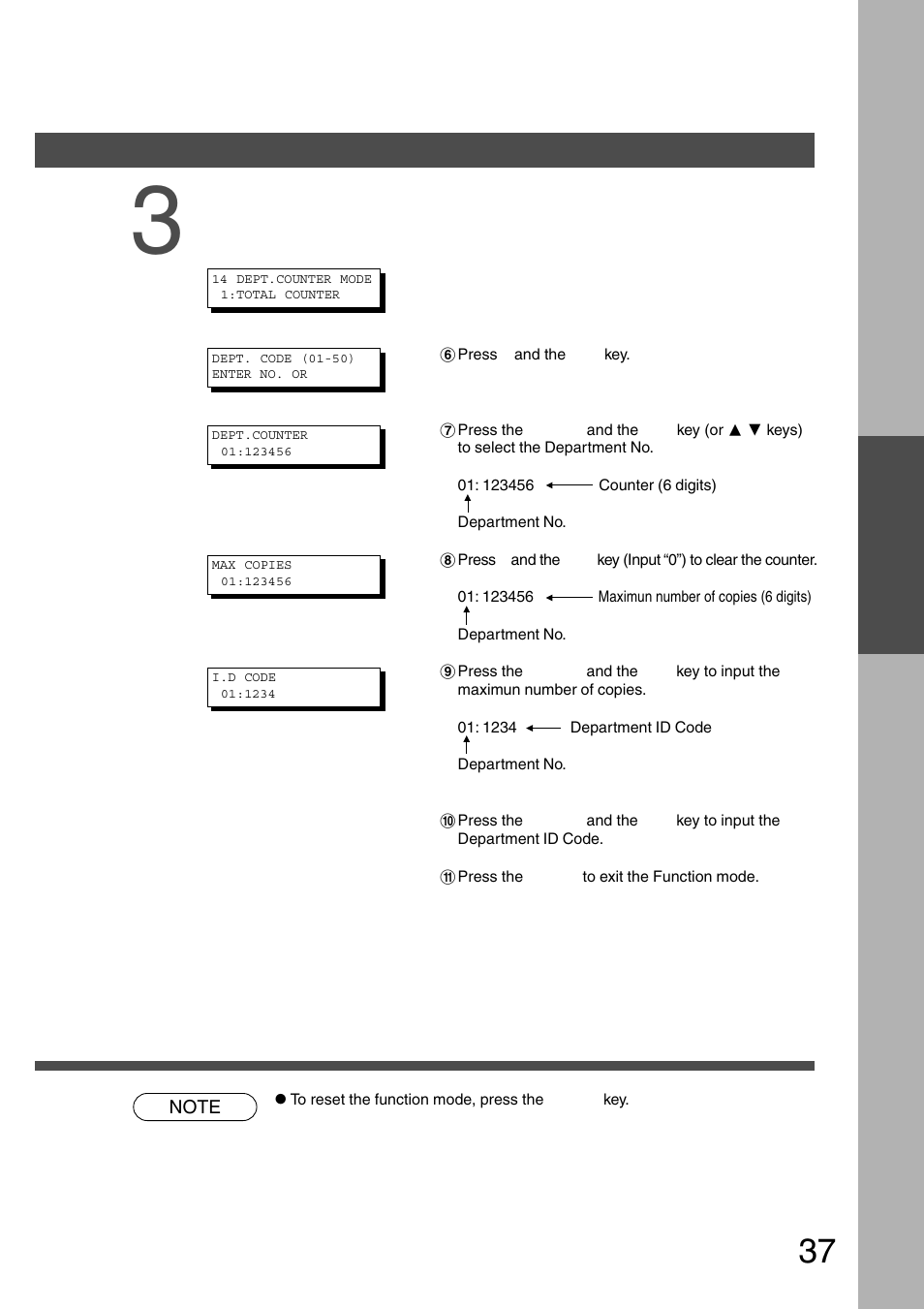 Function | Panasonic DP-200 User Manual | Page 37 / 63