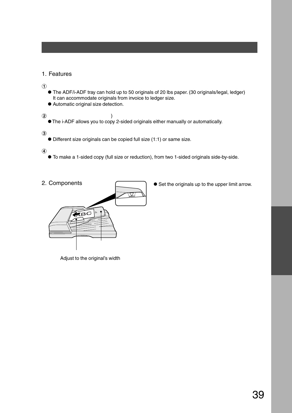 Automatic document feeder, Accessories | Panasonic DP-200 User Manual | Page 39 / 63